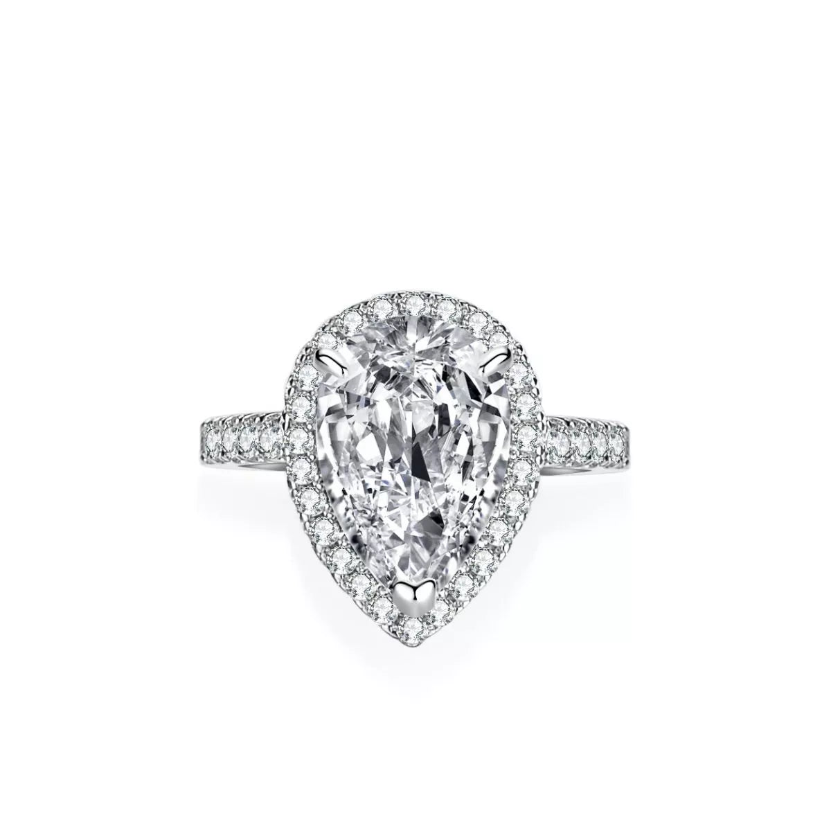 4 Carat Sterling Silver Moissanite Teardrop Ring - alternate ring view