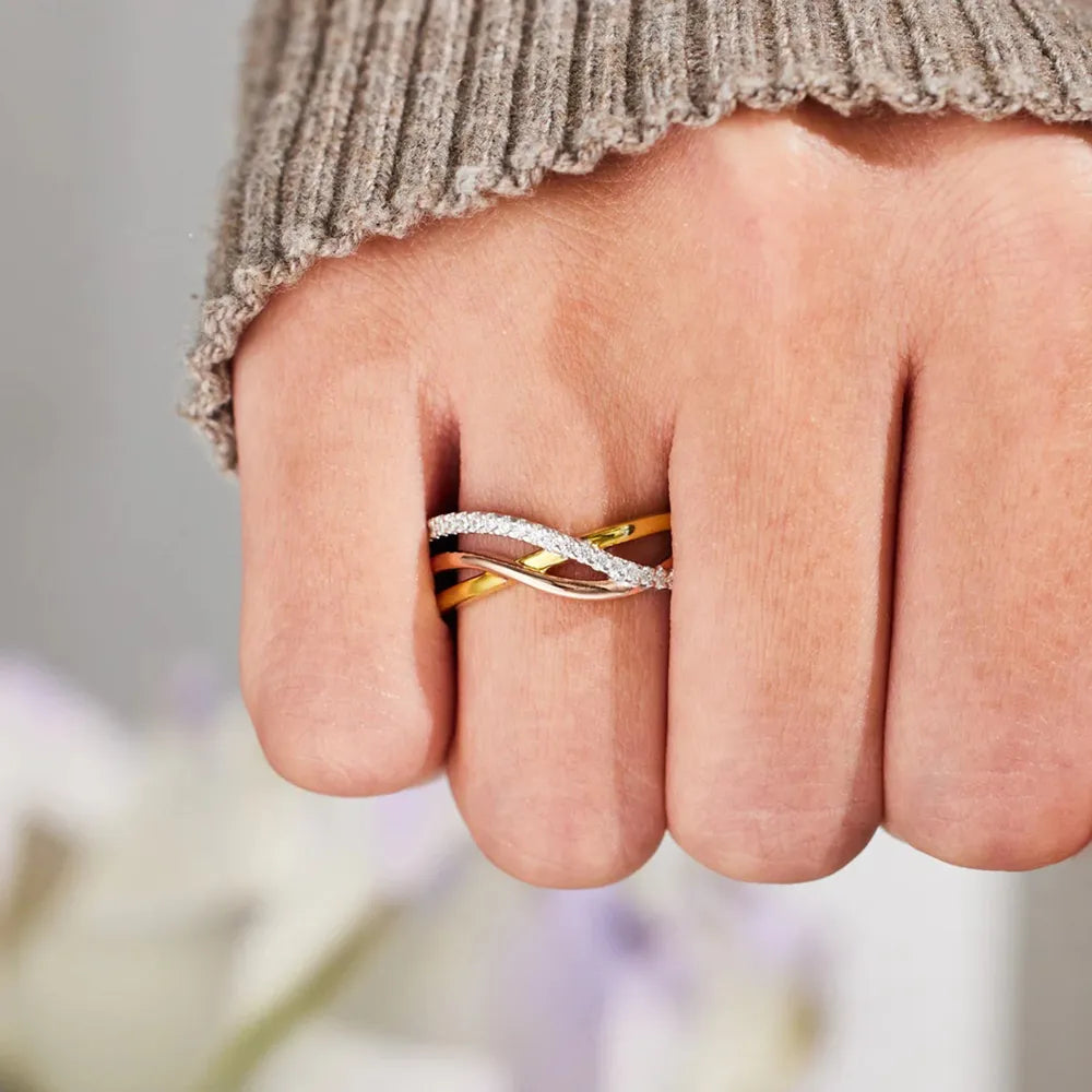 Crisscross Gold-Plated Sterling Silver Ring - alternate ring view