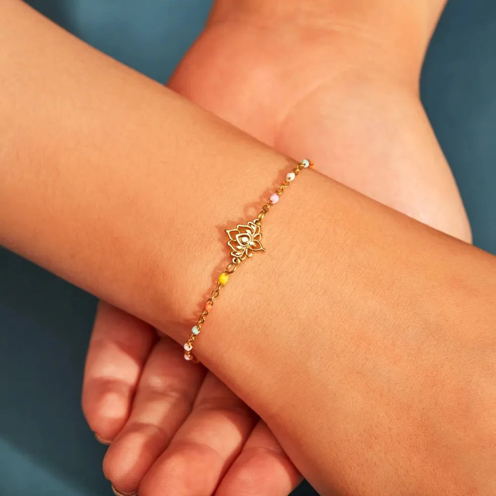 Lotus Shape 18K Gold-Plated Bead Bracelet - alternate jewelry view