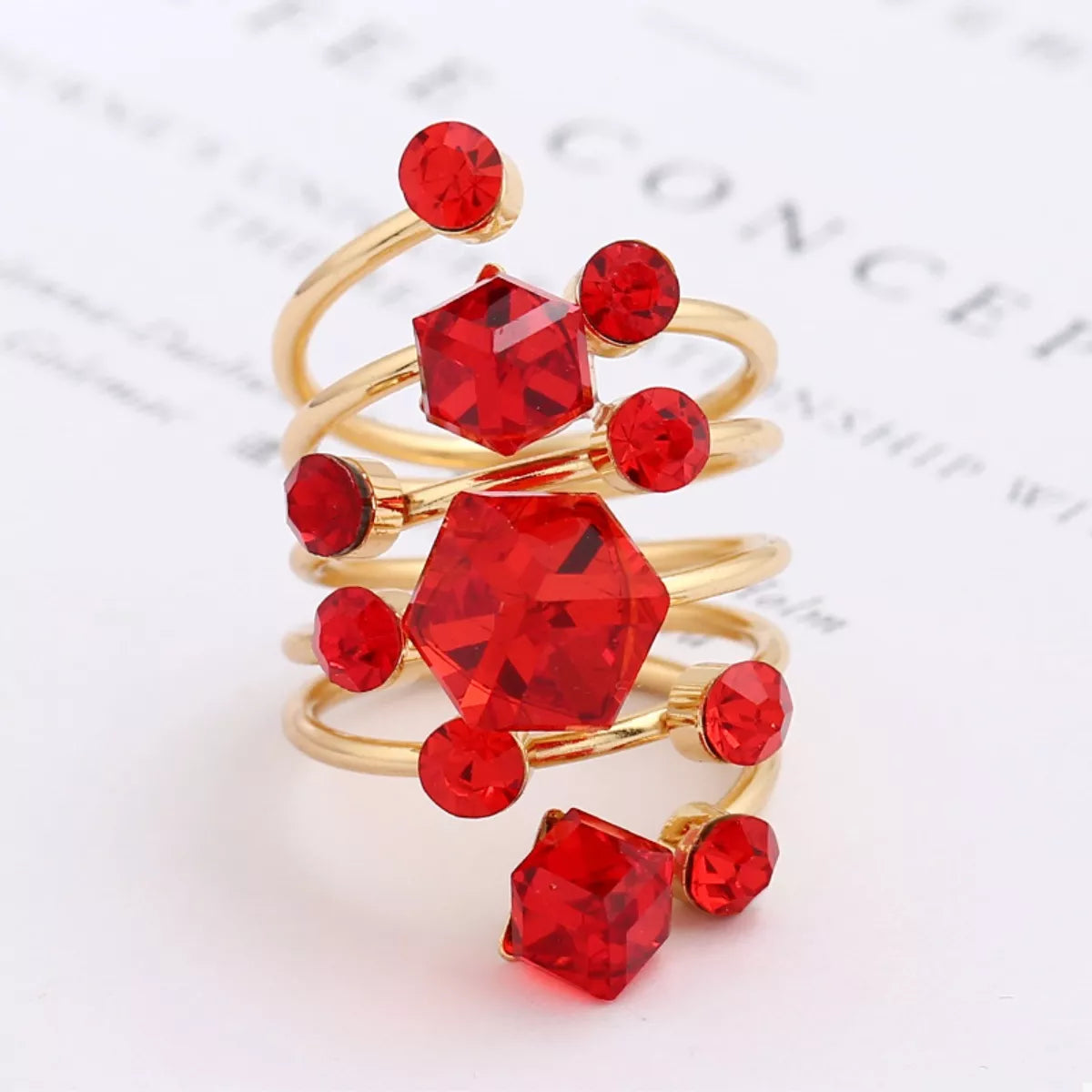 18K Gold-Plated Multi-Layered Ring in Colorful - women's ring