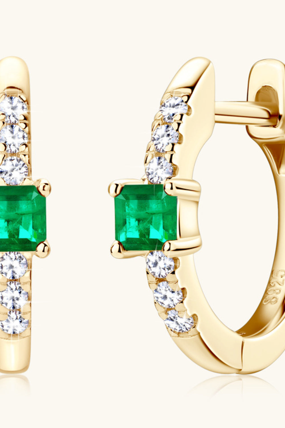 Lab-Grown Emerald Earrings - alternate earring view