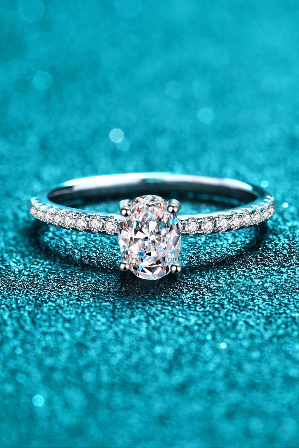 Sterling Silver Inlaid 1 Carat Moissanite Ring in Silver - women's ring