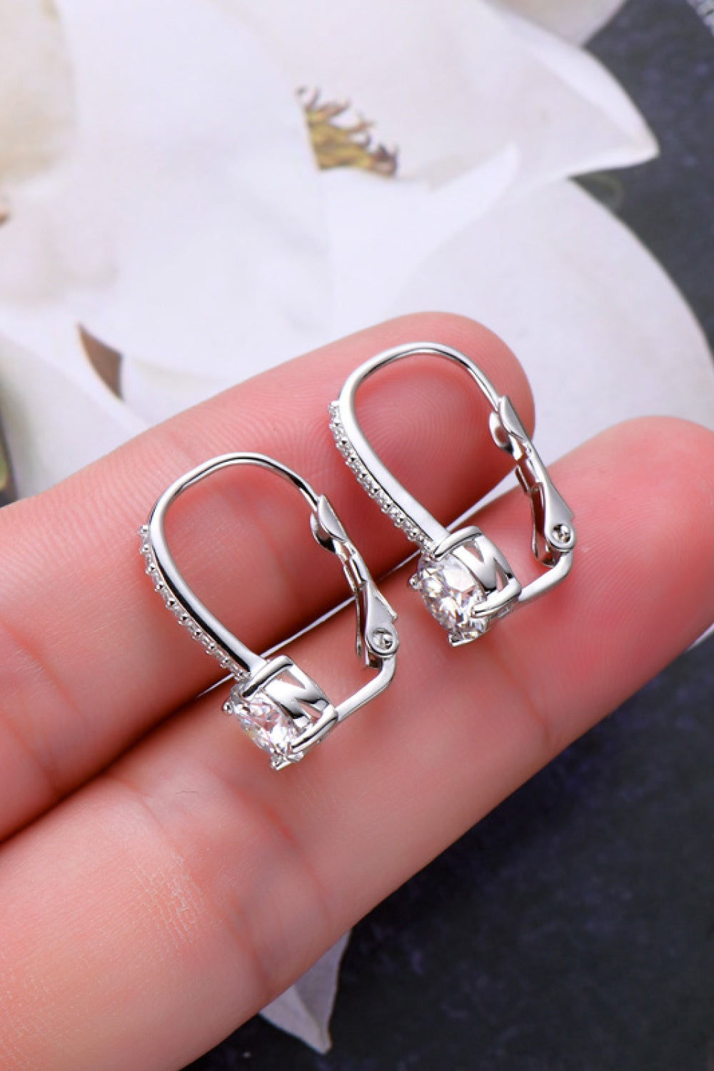 2 Carat Moissanite Sterling Silver Earrings - alternate earring view