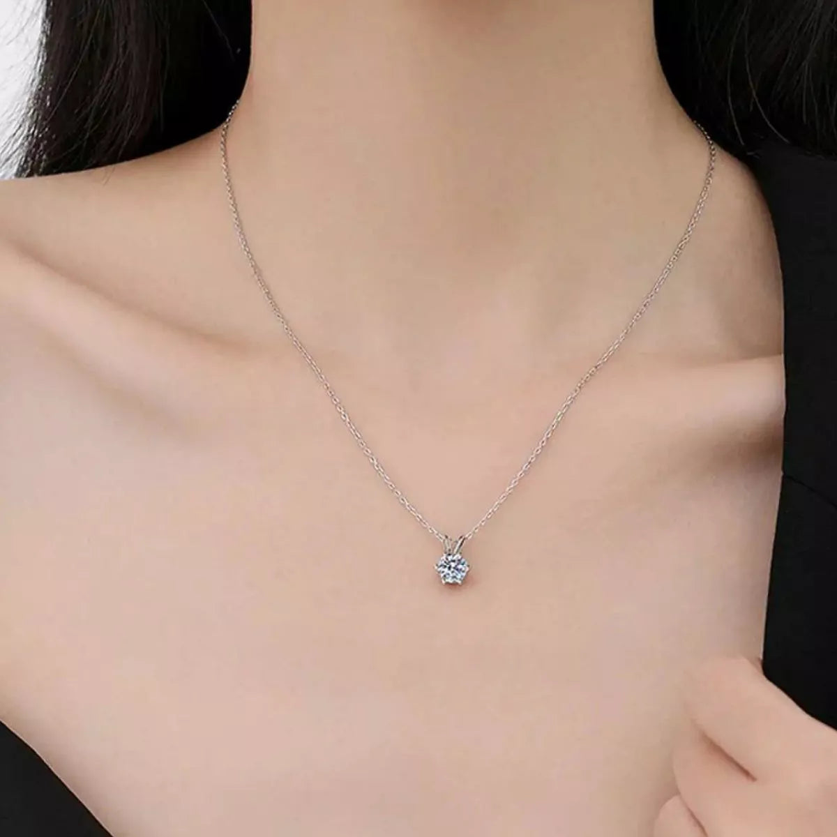 2 Carat Moissanite Sterling Silver Pendant Necklace in Silver - women's pendant necklace