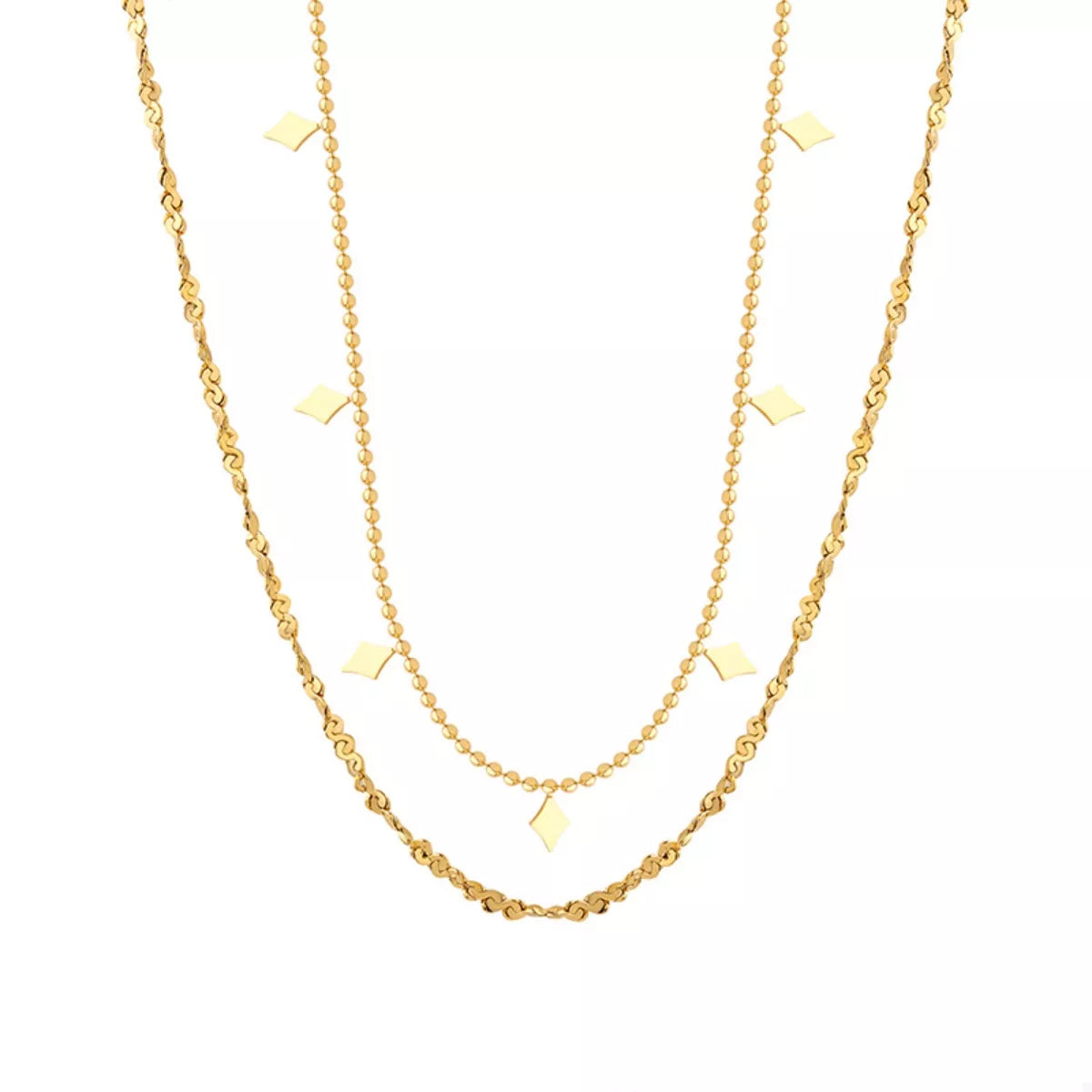 18K Gold-Plated Titanium Steel Layered Necklace - alternate necklace view
