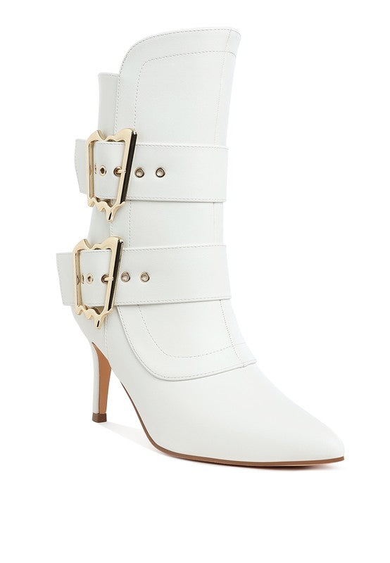 Chunky Buckle Strap Ankle Boots