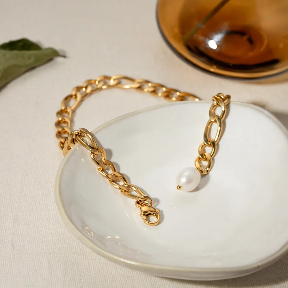 Stainless Steel Chain Pearl Anklet Bracelet - alternate jewelry view