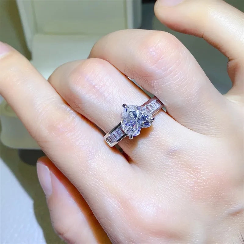 3 Carat Moissanite Sterling Silver Ring in Silver - women's ring