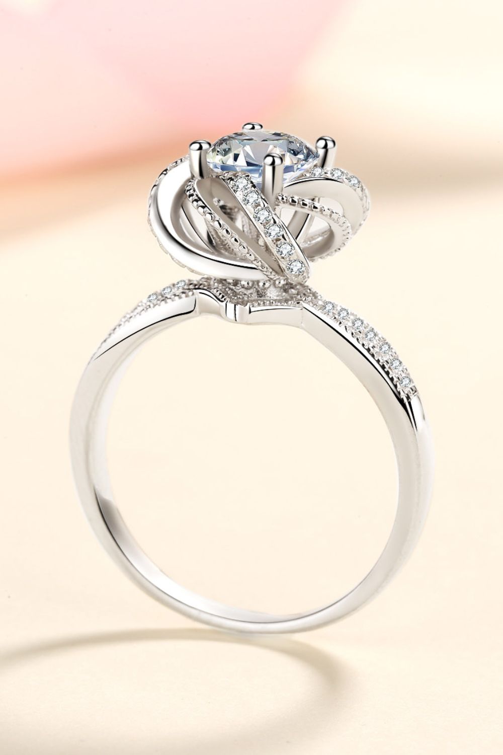 1 Carat Moissanite Sterling Silver Ring in Silver - women's ring