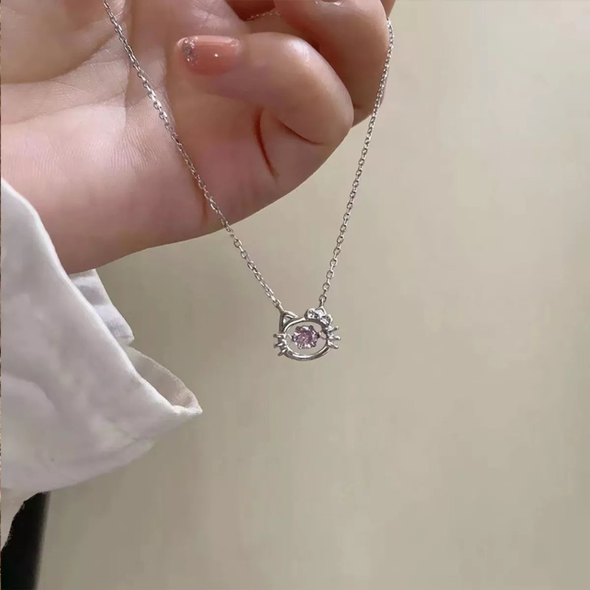Sterling Silver Cat Necklace - alternate necklace view