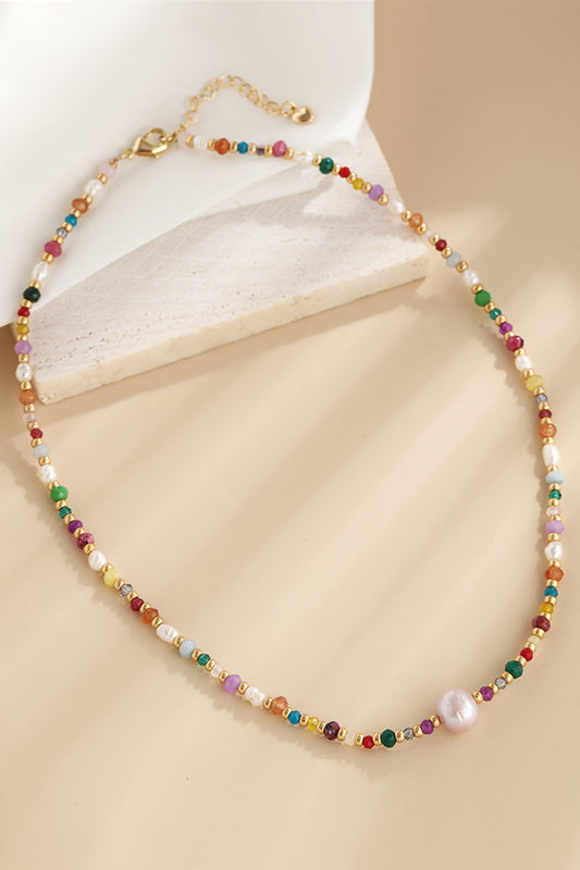 Multicolored Bead Necklace - alternate necklace view