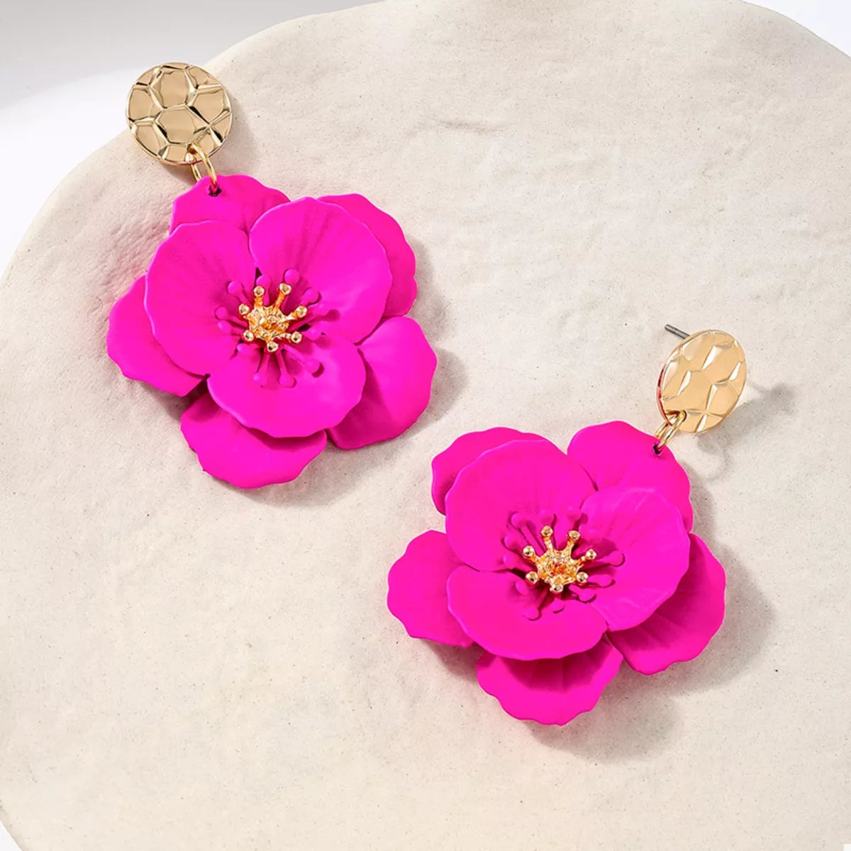 Floral Statement Drop Earrings with Gold Accent - alternate earring view