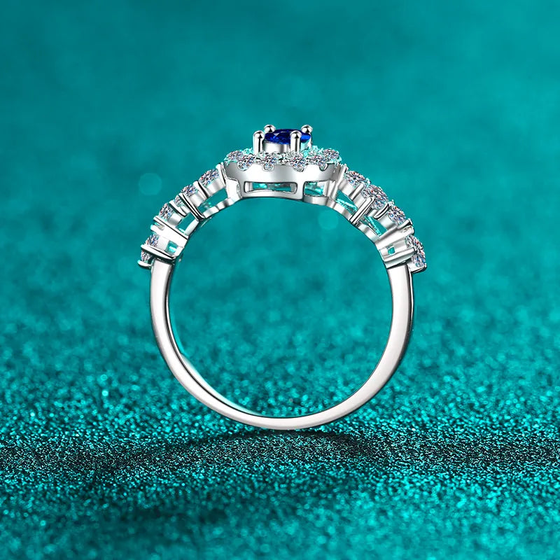 Sterling Silver Moissanite Ring in Silver - women's ring