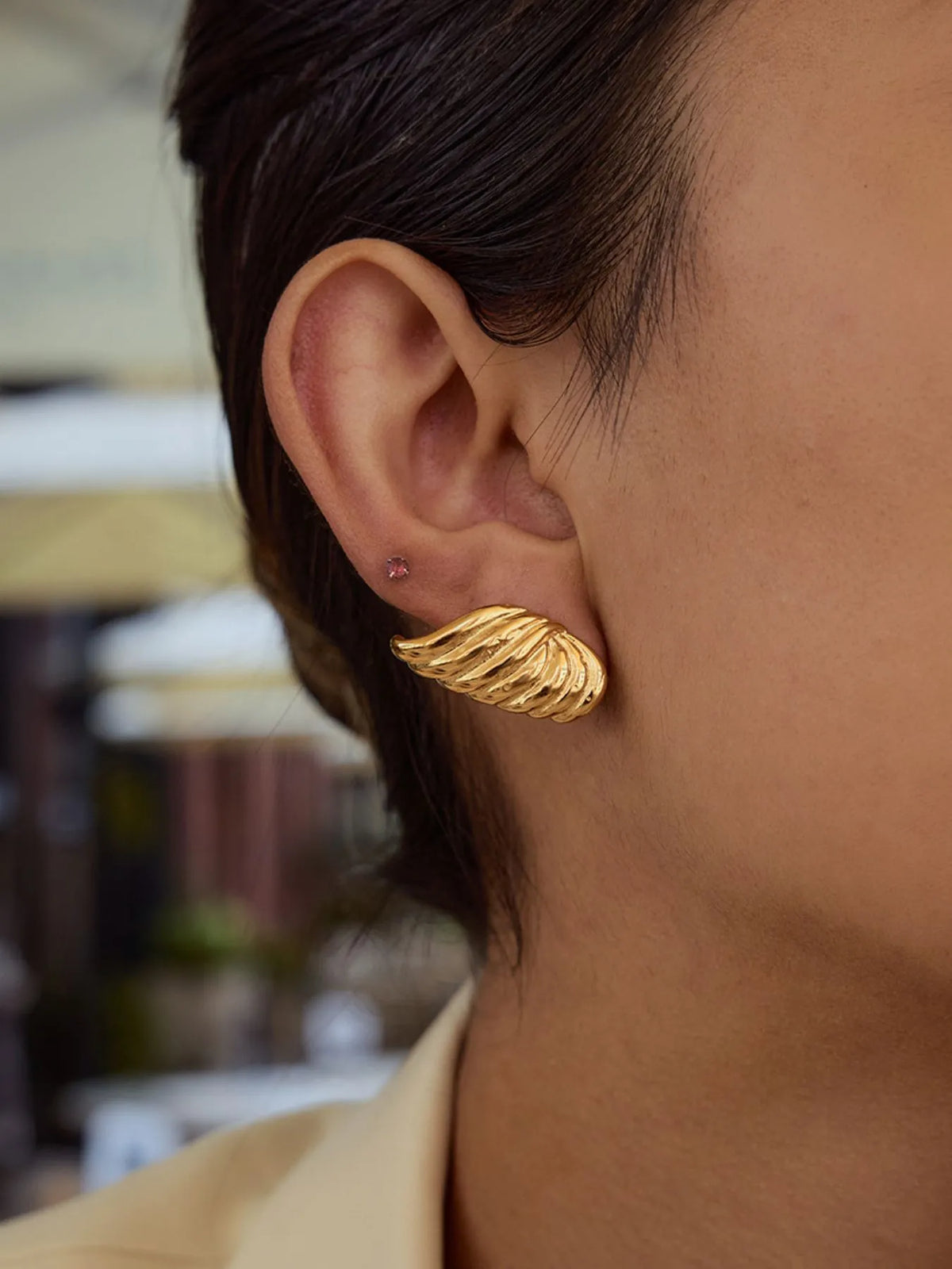 18K Gold-Plated Angel Wing Stud Earrings in Gold - women's stud earrings