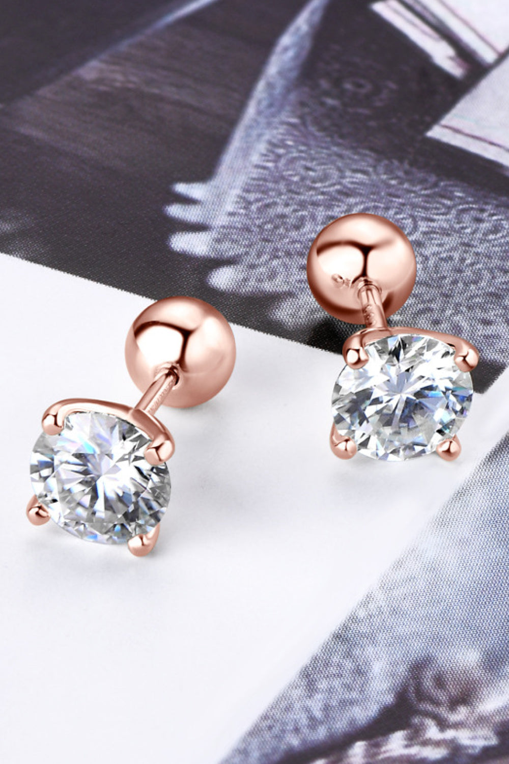 2 Carat Moissanite Sterling Silver Stud Earrings - alternate earring view