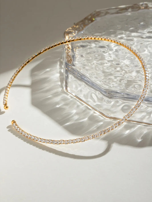 Stainless Steel Inlaid Zircon Necklace in Silver - women's necklace