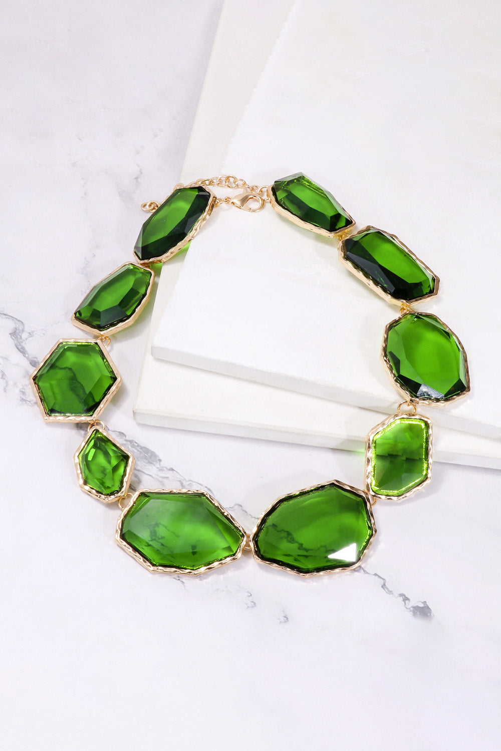 Geometric Shape Zinc Alloy Frame Resin Necklace in White - women's necklace
