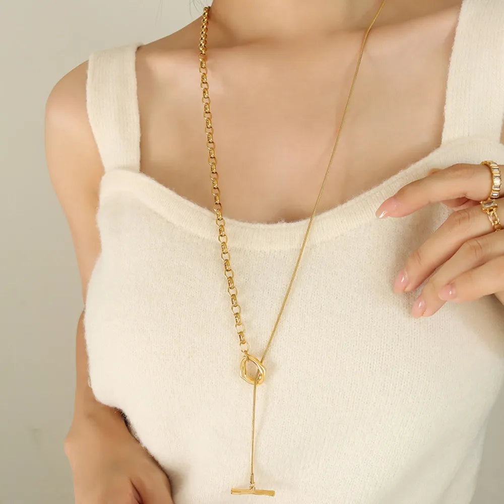 Titanium Steel Chain Necklace - alternate necklace view