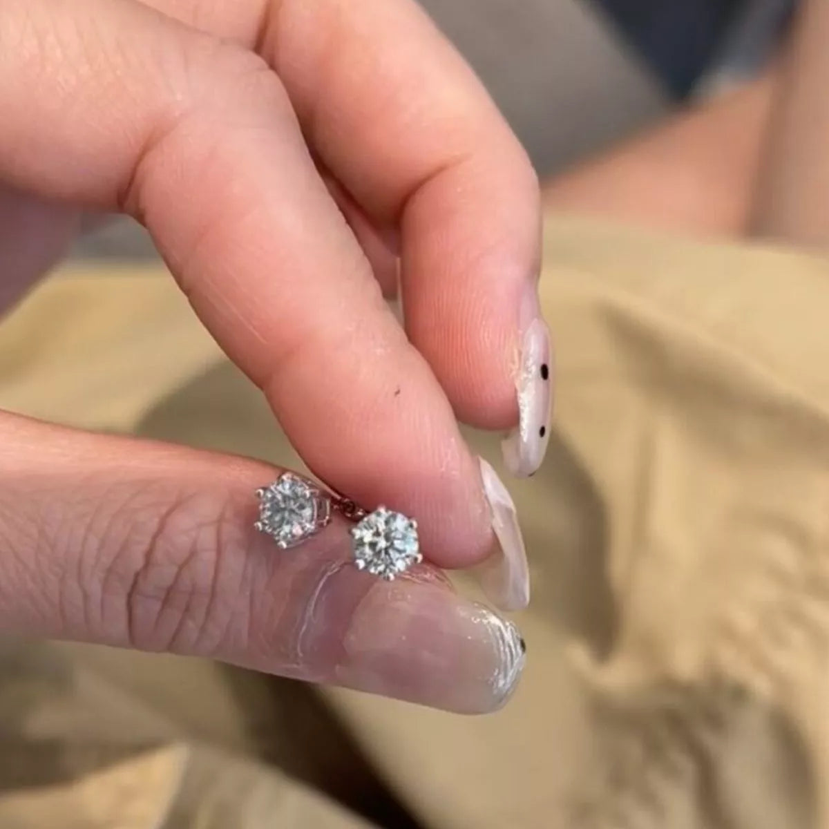 2 Carat Sterling Silver Moissanite Stud Earrings - alternate earring view