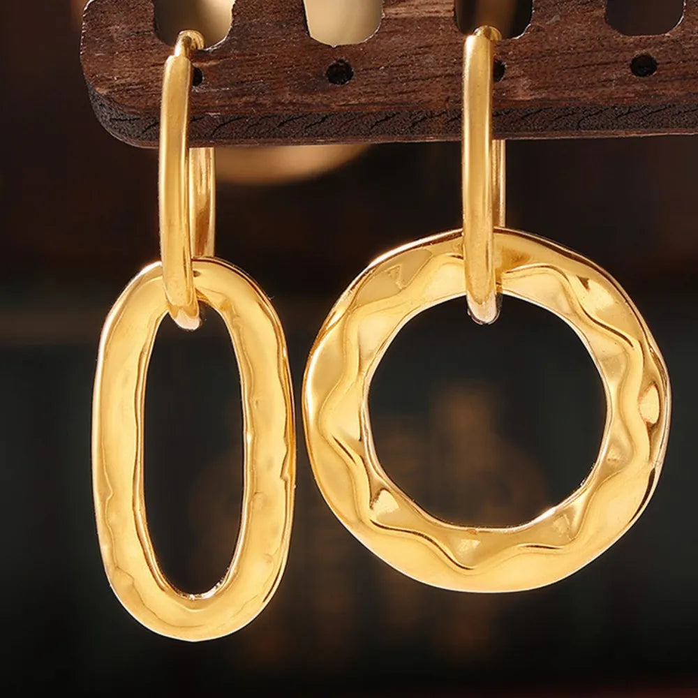 18K Gold-Plated Titanium Steel Annulus Earrings - alternate earring view