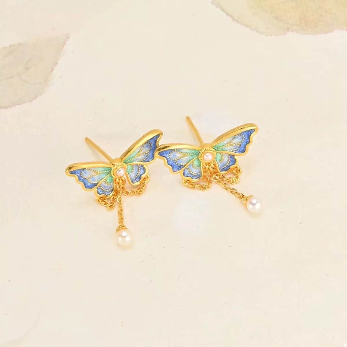 18K Gold-Plated Butterfly Earrings - alternate earring view