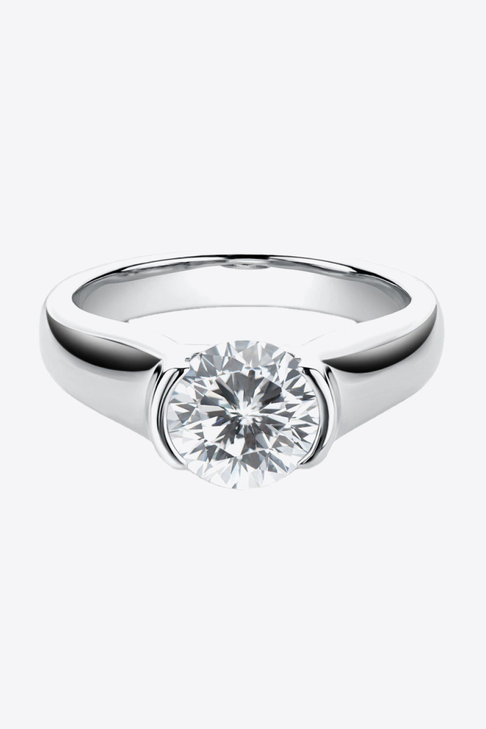 Looking Good 2 Carat Moissanite Platinum-Plated Ring in Silver - women's ring