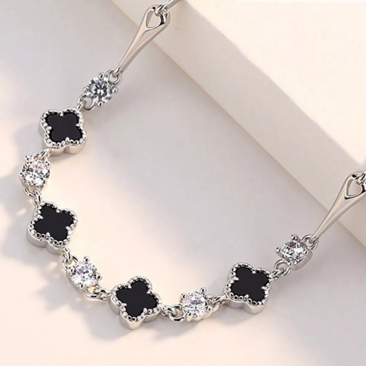 Sterling Silver Clover Charm Bracelet - alternate jewelry view