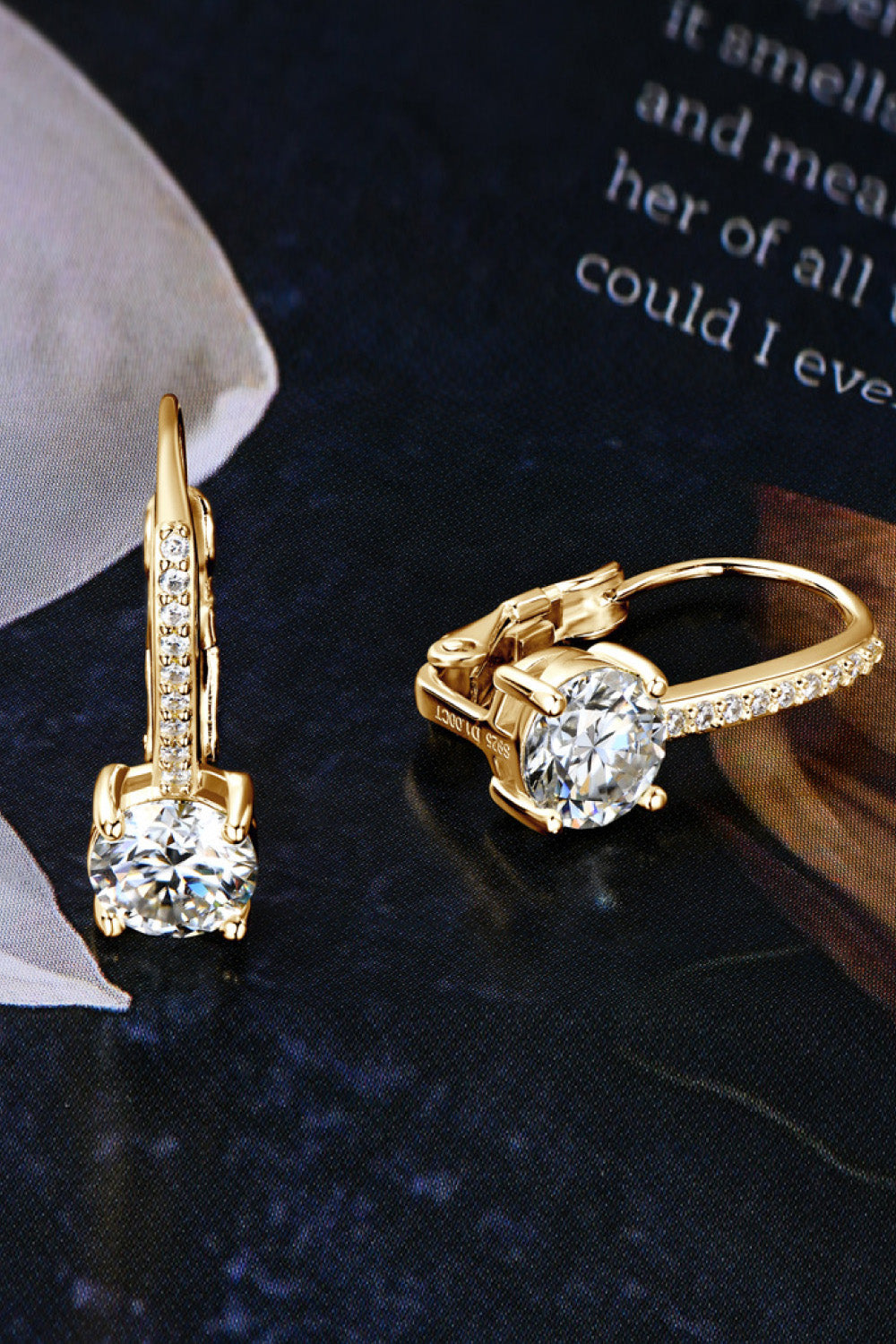 2 Carat Moissanite Sterling Silver Earrings - alternate earring view