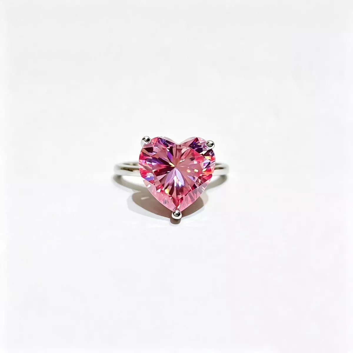 5 Carat Sterling Silver Moissanite Ring in Pink - women's ring