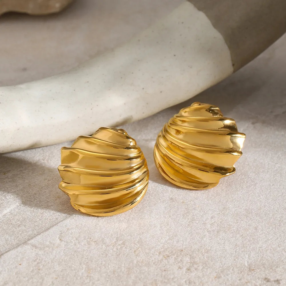 Stainless Steel Shell Shape Stud Earrings - alternate earring view