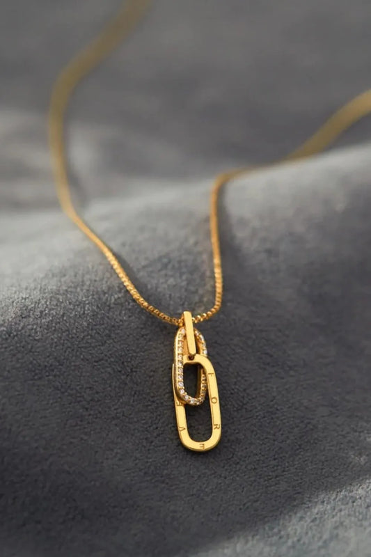 Sterling Silver Inland Zircon Necklace in Gold - women's necklace
