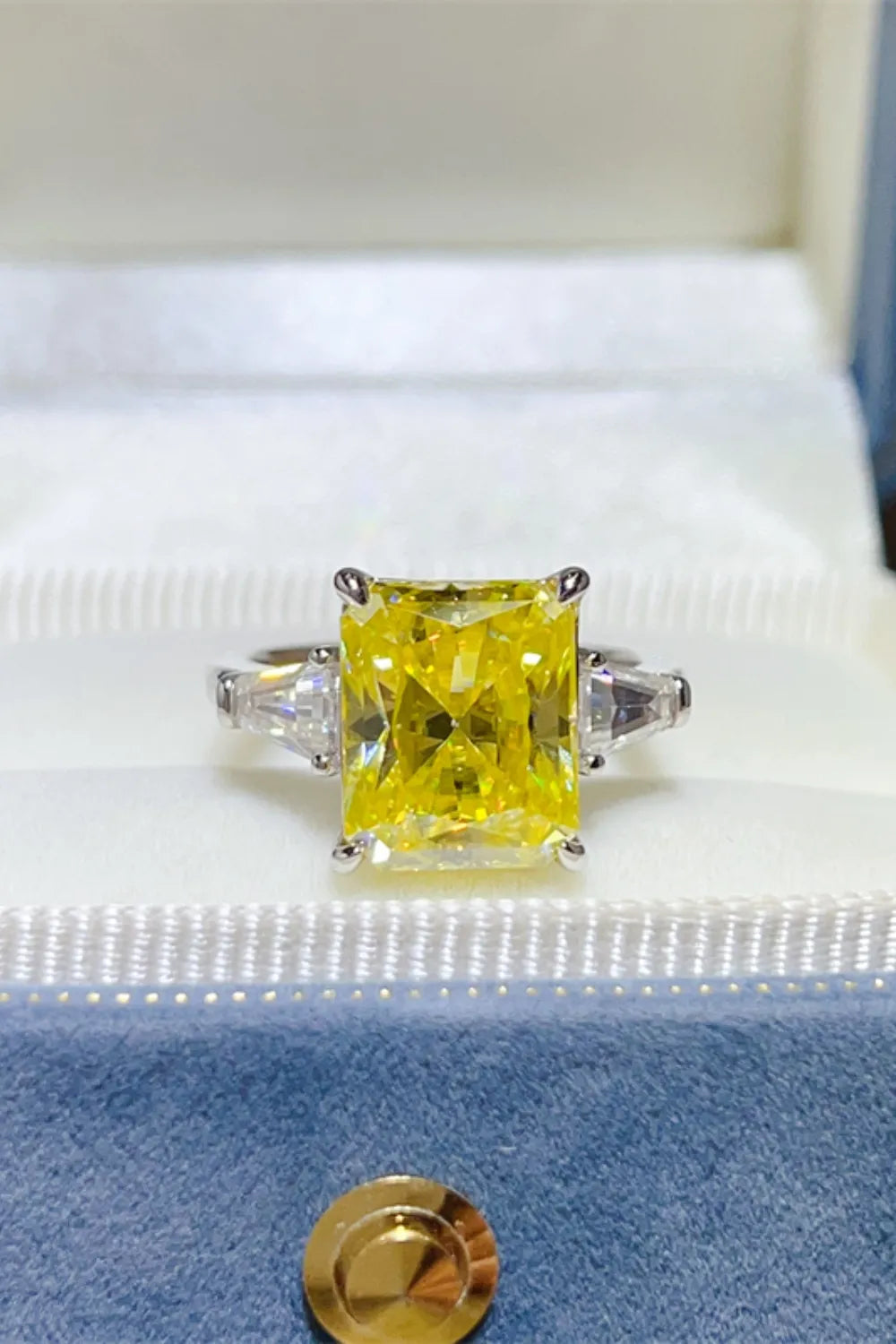 5 Carat Moissanite Sterling Silver Ring in Canary Yellow - women's ring