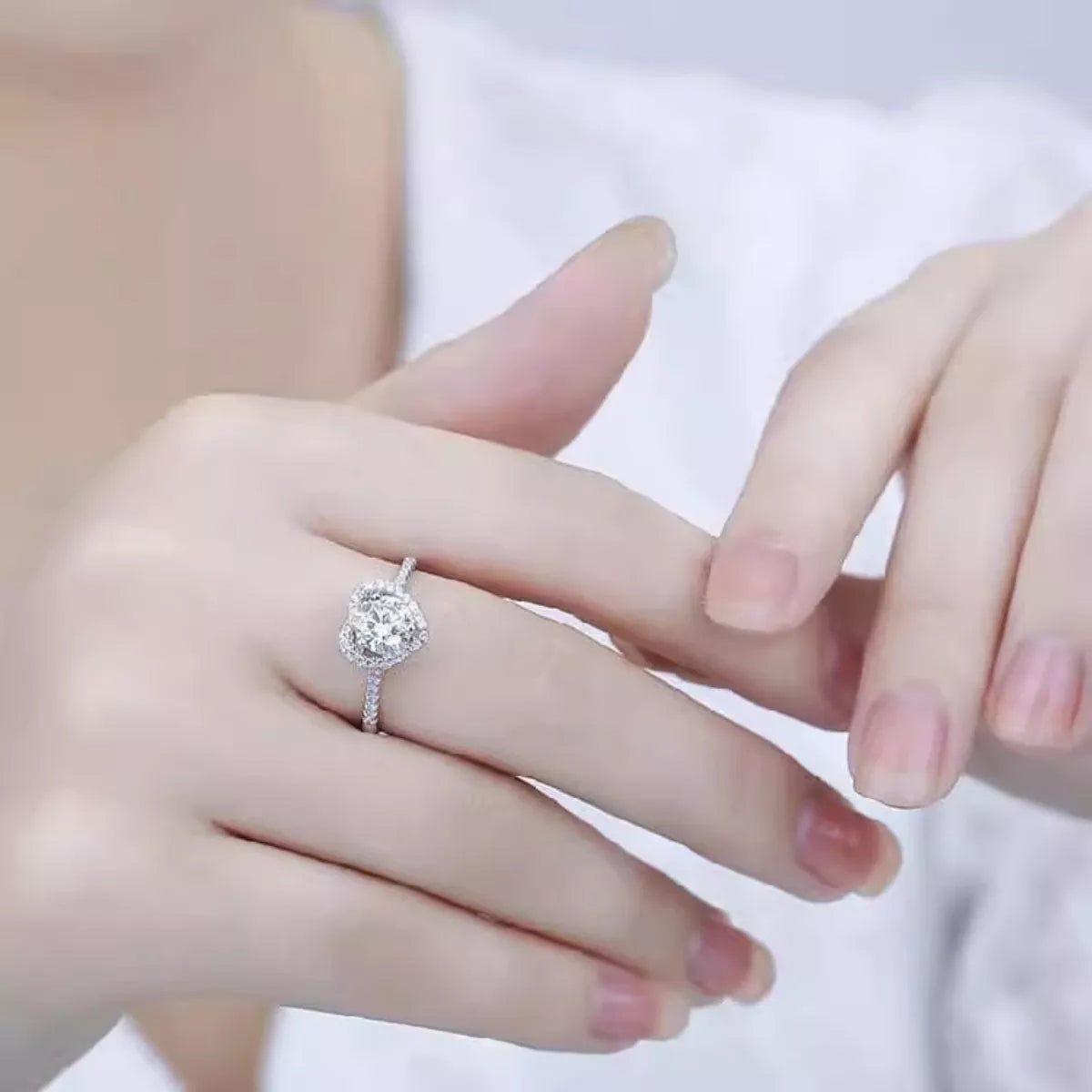1 Carat Moissanite Sterling Silver Heart Ring in Silver - women's ring