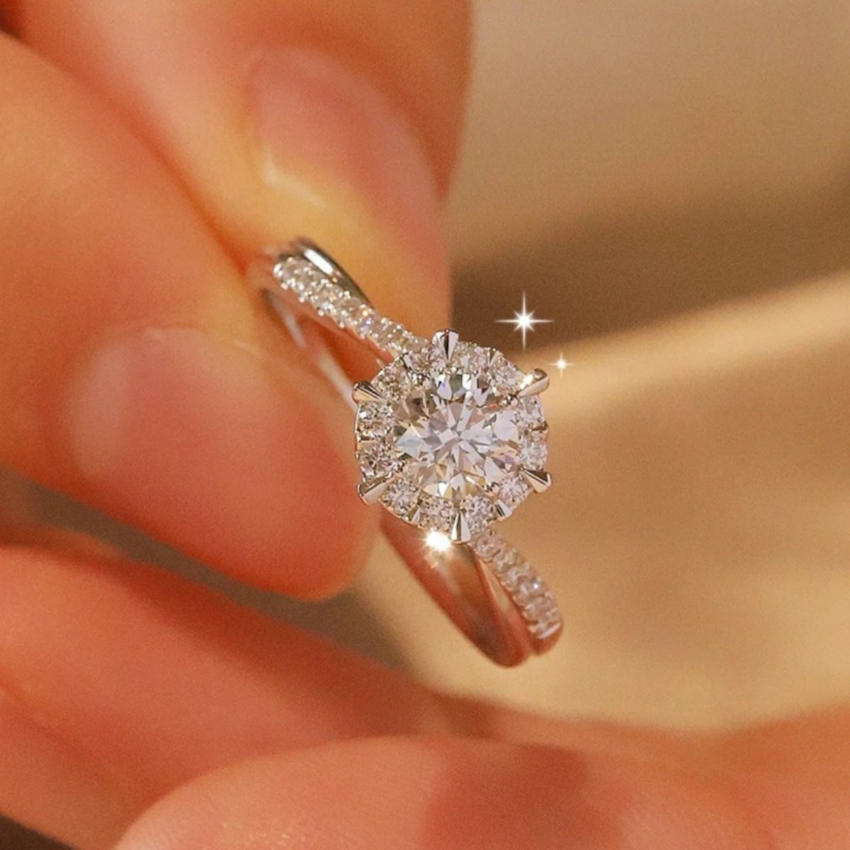 1 Carat Moissanite Sterling Silver Ring - alternate ring view