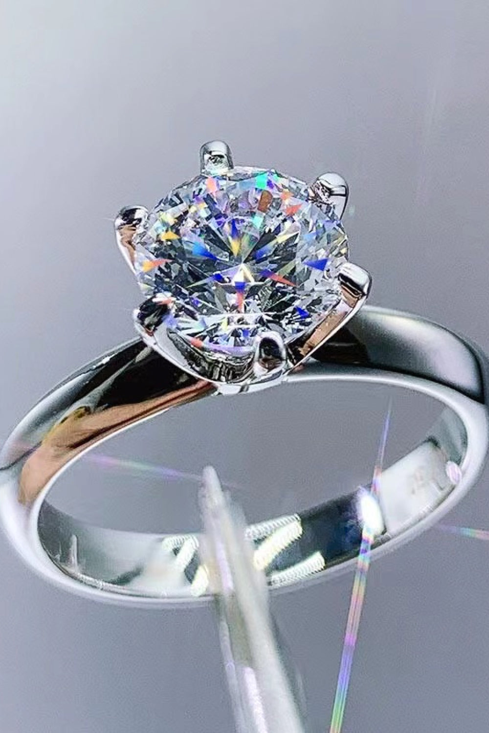 Adored Sterling Silver 3 Carat Moissanite 6-Prong Ring in Silver - women's ring