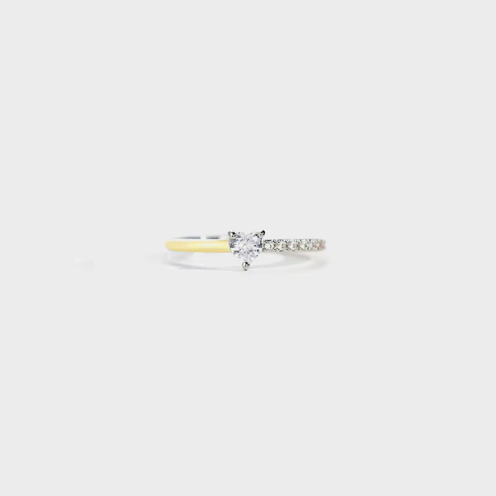 Heart Shape Inlaid Zircon Enamel Ring in Light Green - women's ring