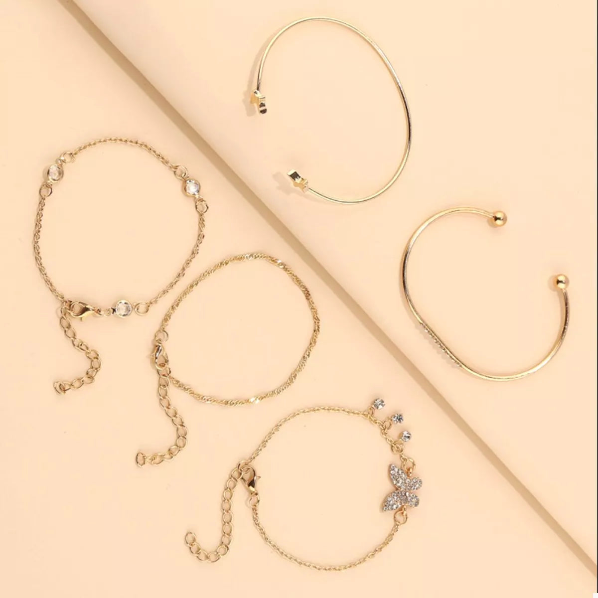5 Piece 18K Gold-Plated Butterfly Bracelet - alternate jewelry view