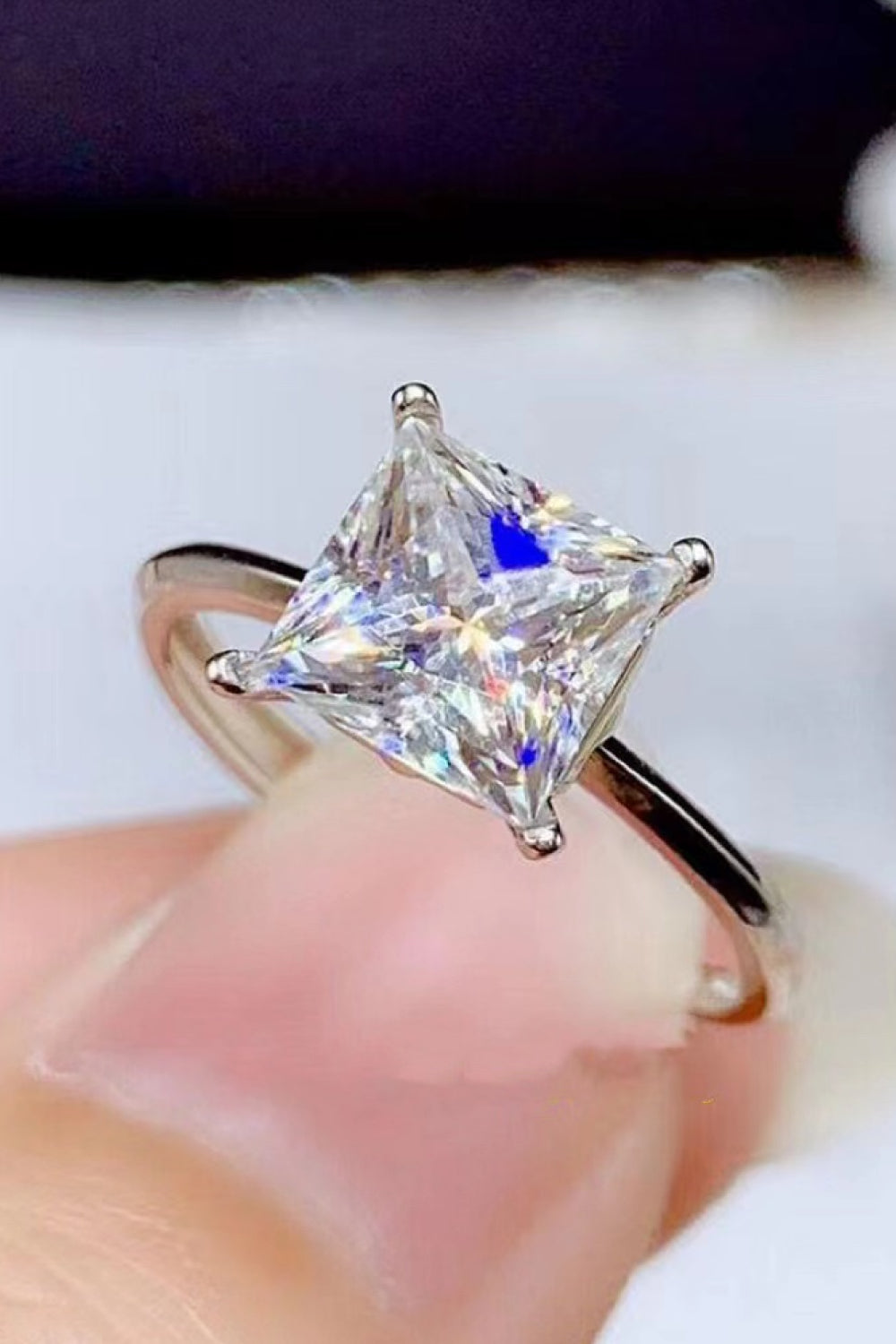 5 Carat Moissanite Solitaire Ring in Silver - women's solitaire ring