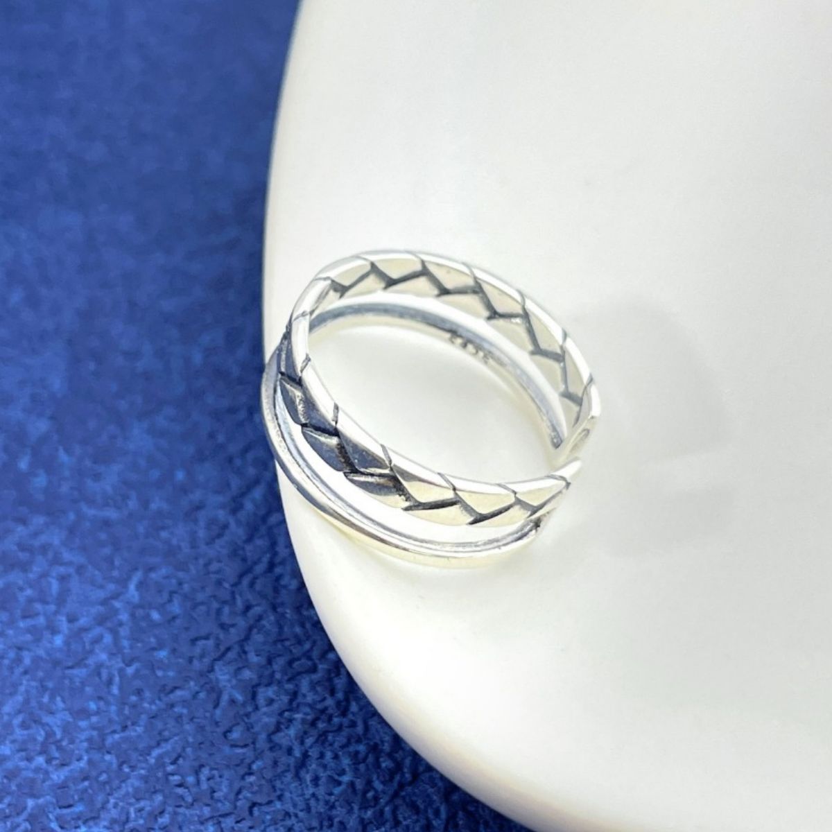 Sterling Silver Open Cuff Ring - alternate ring view