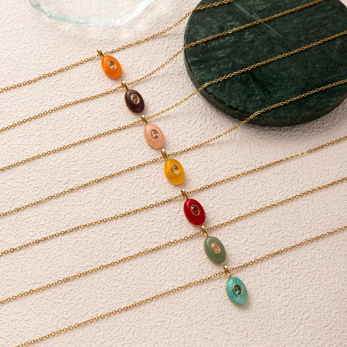 Natural Stone Pendant Necklace - alternate necklace view