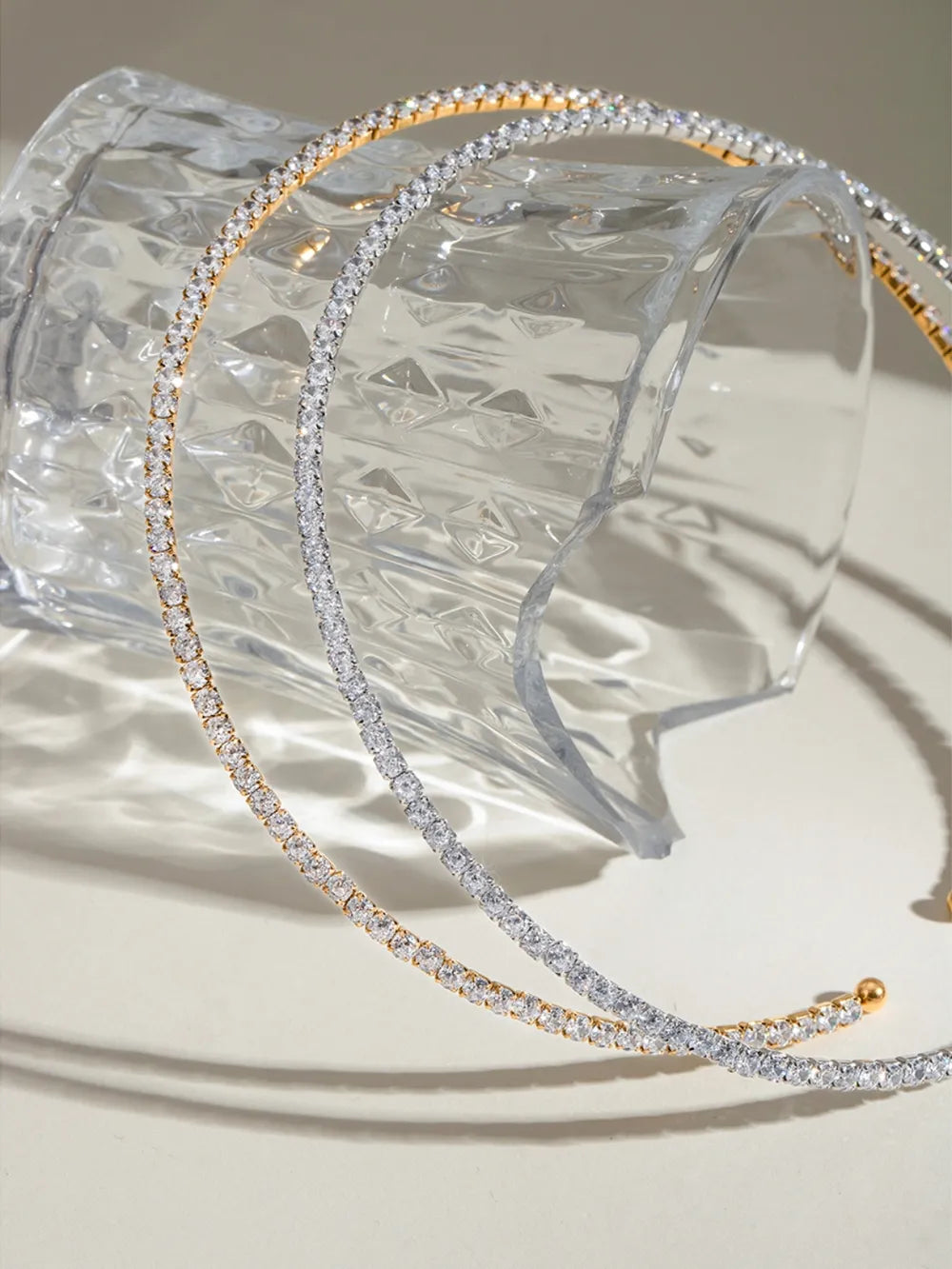 Stainless Steel Inlaid Zircon Necklace - alternate necklace view