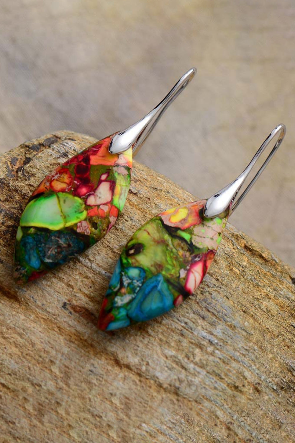 Handmade Natural Stone Dangle Earrings in Orange - women's dangle earrings