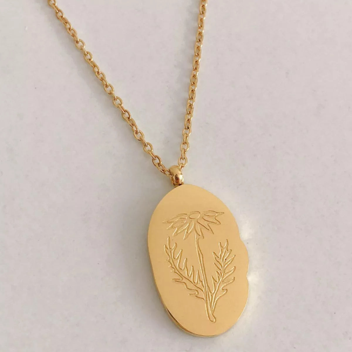 18K Gold-Plated Engraved Pendant Necklace - alternate necklace view