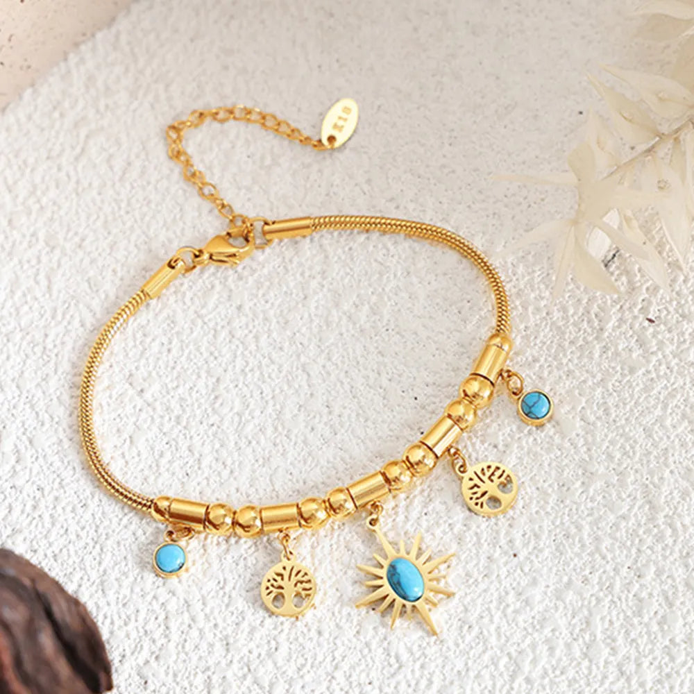 Gold-Plated Titanium Steel Charm Bracelet - alternate jewelry view