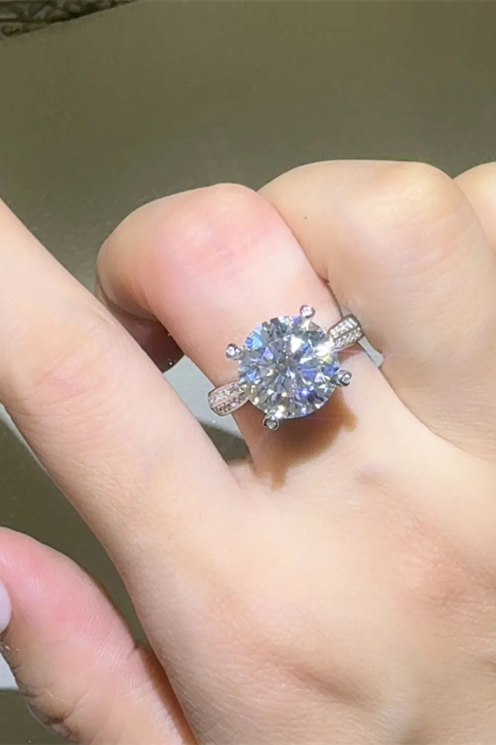 5 Carat Moissanite Sterling Silver Ring in Silver - women's ring