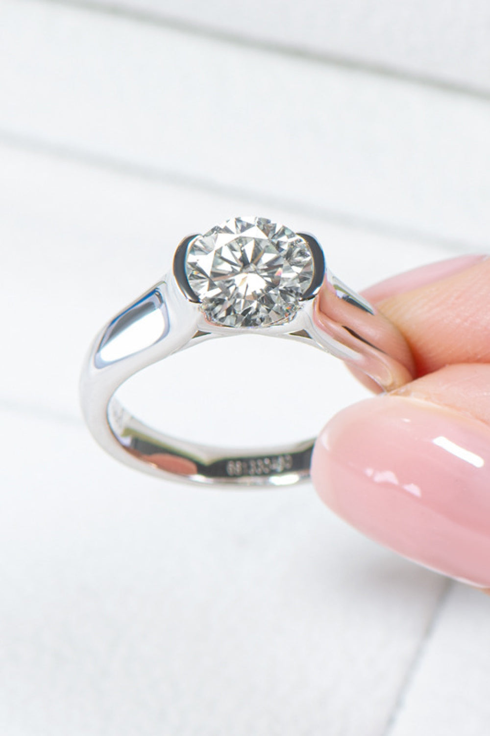Looking Good 2 Carat Moissanite Platinum-Plated Ring in Silver - women's ring
