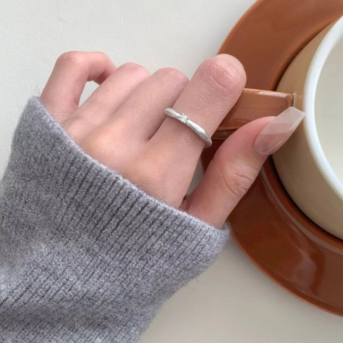 Sterling Silver Zircon Ring - alternate ring view
