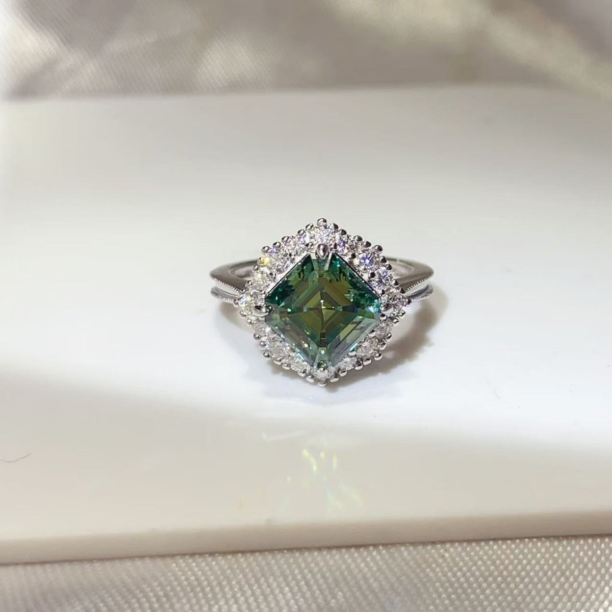 3 Carat Moissanite Sterling Silver Ring in Silver - women's ring