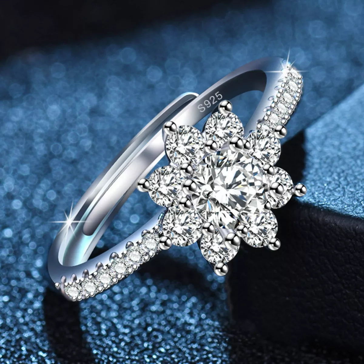 1 Carat Moissanite Sterling Silver Ring - alternate ring view
