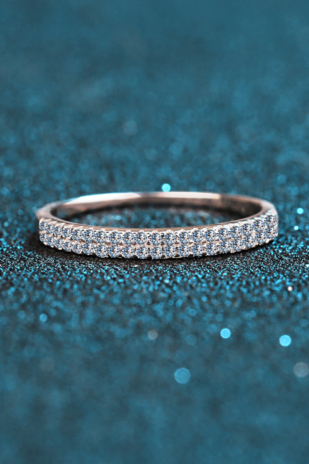 Moissanite Sterling Silver Half-Eternity Ring in Silver - women's ring